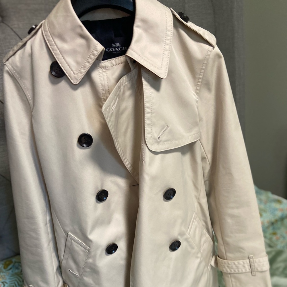 Coach Cream beige short trench coat